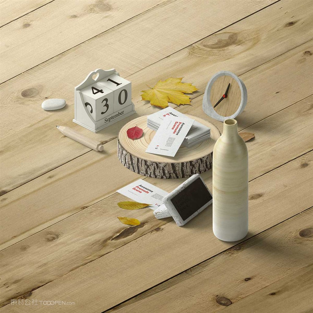 文艺木质桌面样机素材