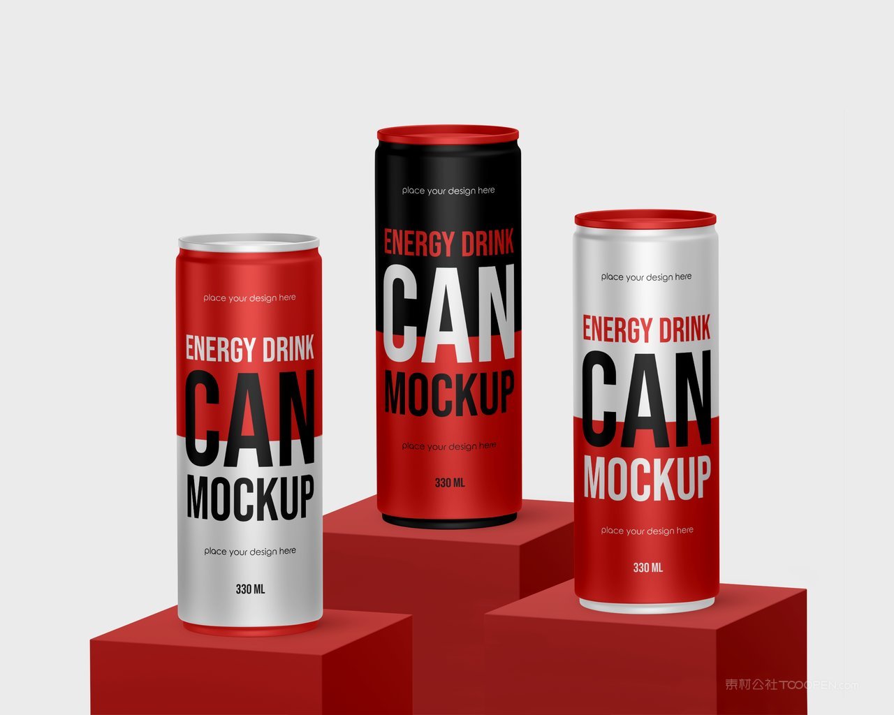 红白撞色易拉罐饮料包装样机 (4)