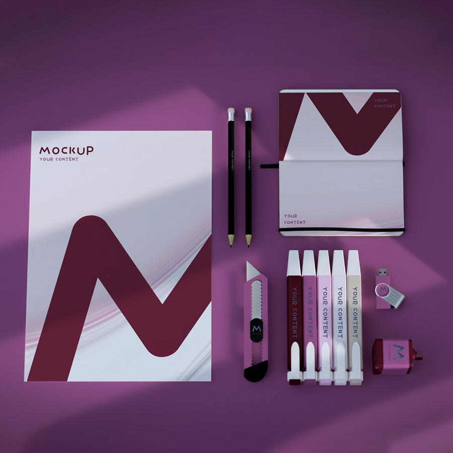 光影高端品牌企业办公文具vi展示样机