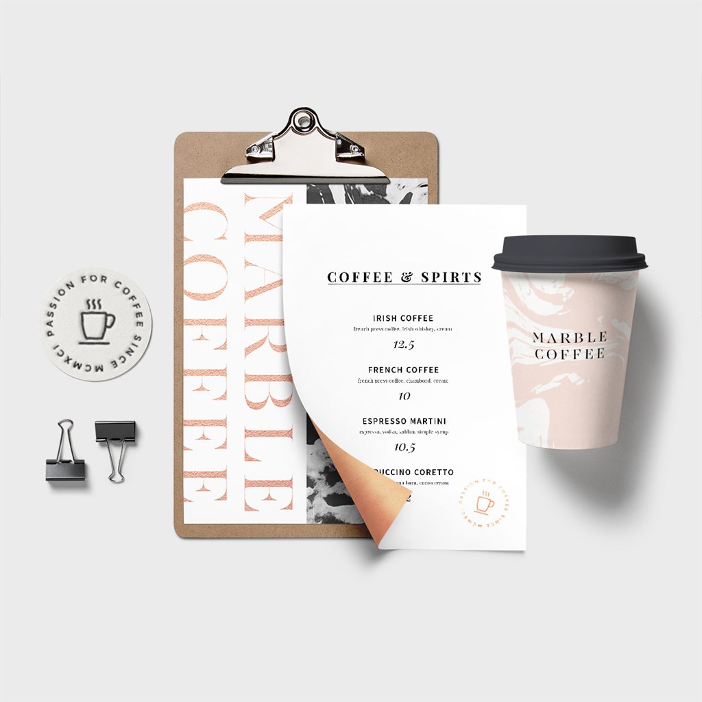 西餐厅海报咖啡杯样机模板