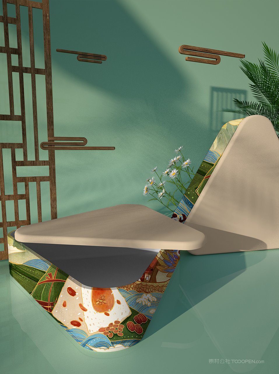 端午节粽子礼盒礼品包装场景样机 (10)