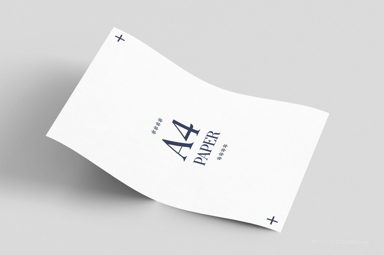 简约风格VI应用褶皱A4单页贴图样机