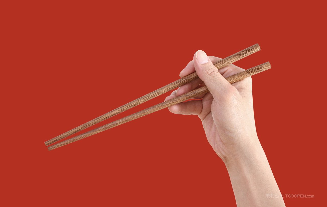 红色餐饮中餐火锅餐厅筷子vi样机