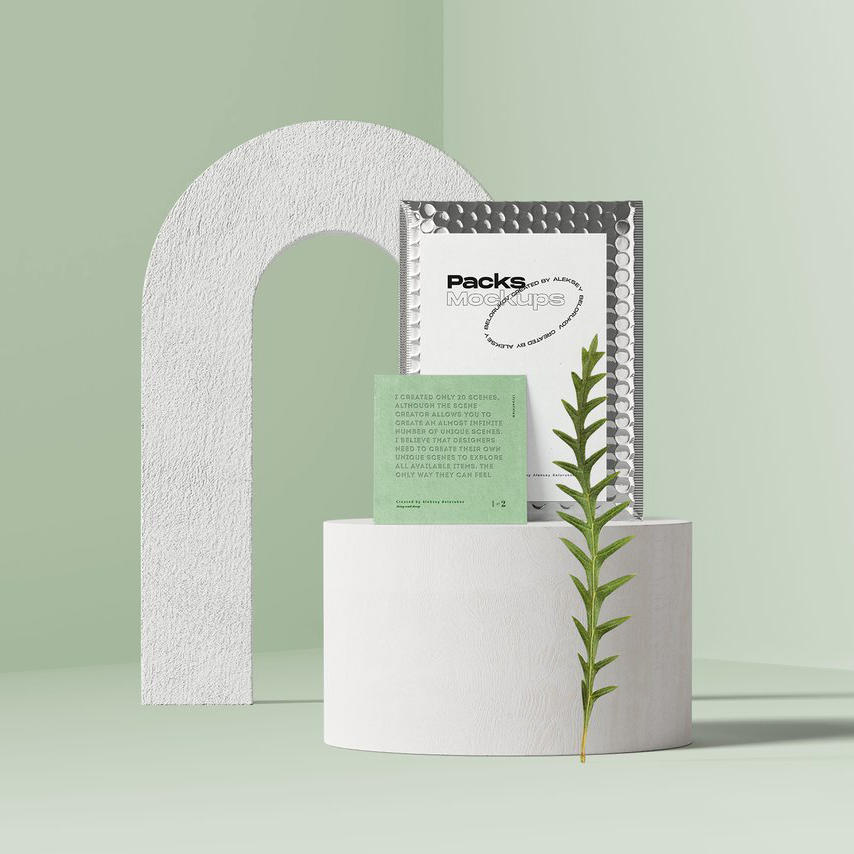 清新绿企业卡片铝袋样机