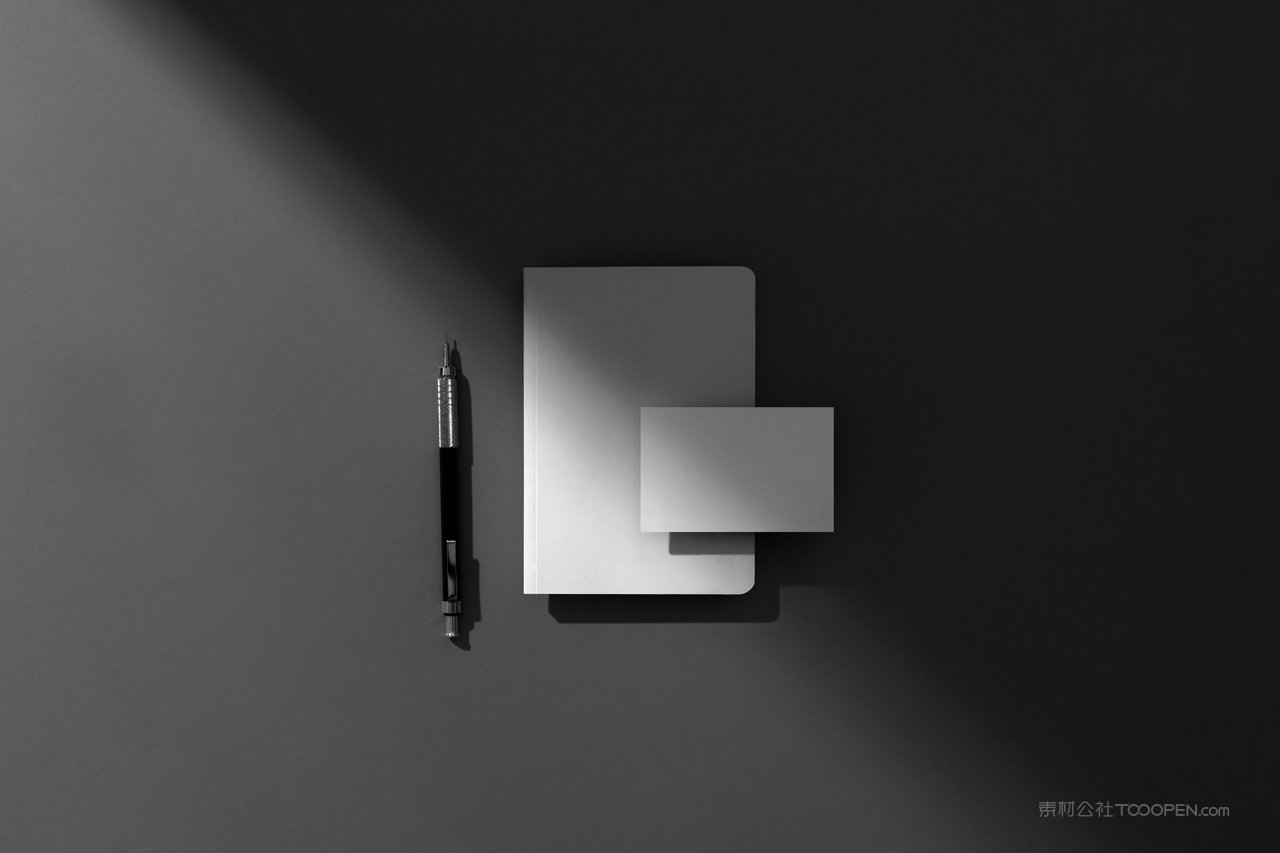 商务黑色光影A4信纸名片vi品牌样机