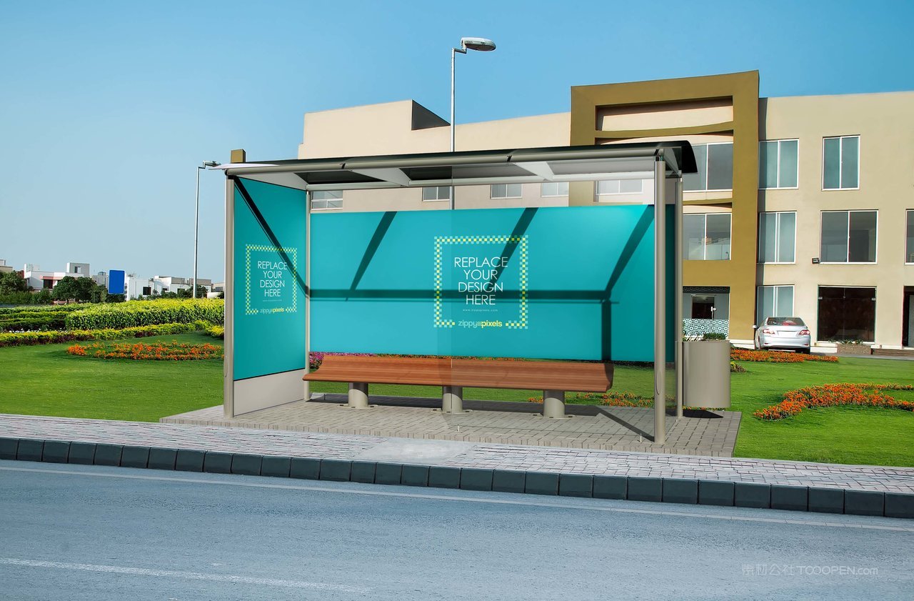 公交车站广告牌样机