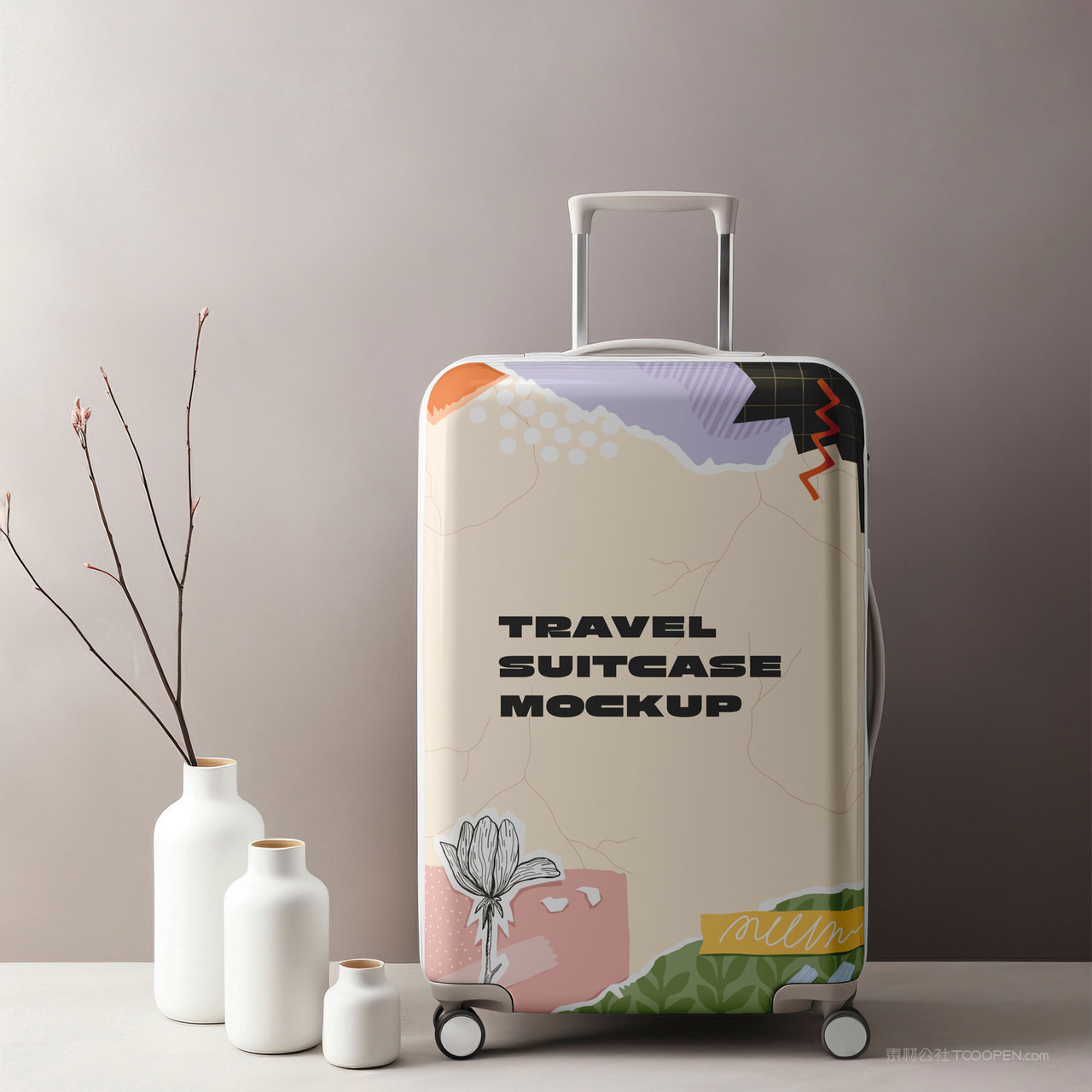 个性旅行必备行李箱贴图样机