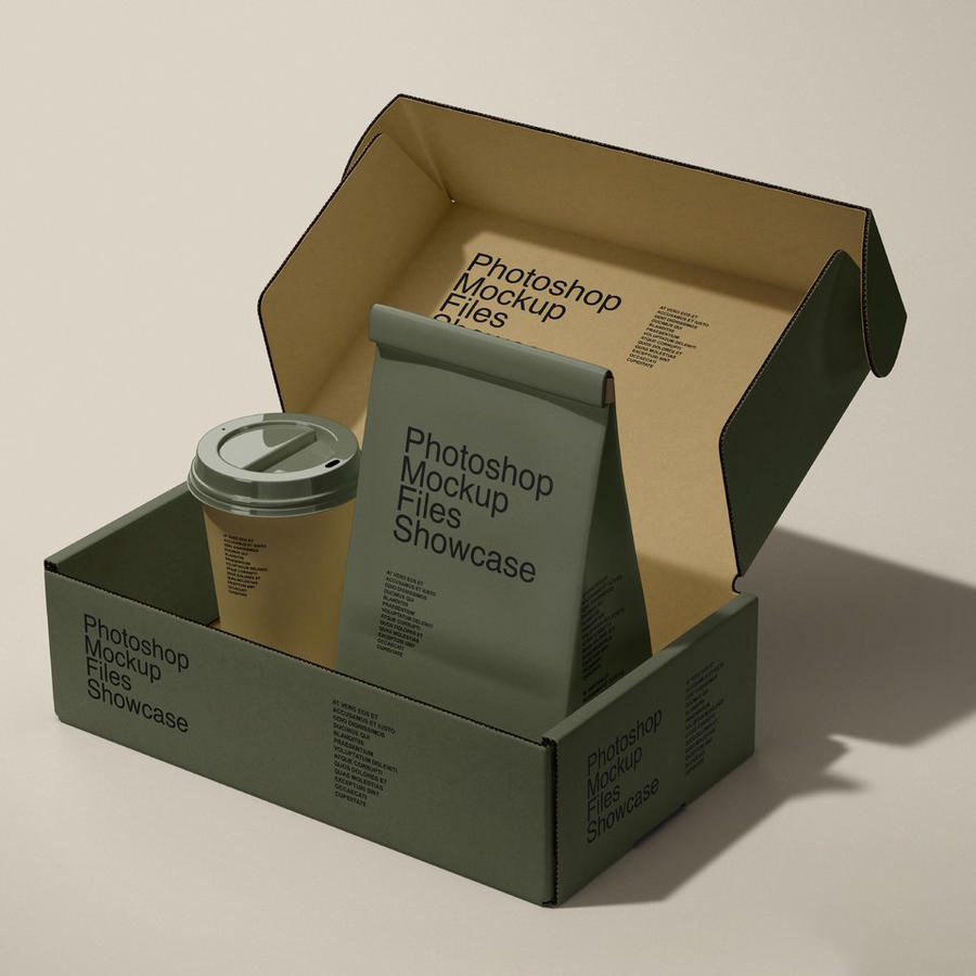 高级咖啡品牌包装飞机纸盒样机 (1)