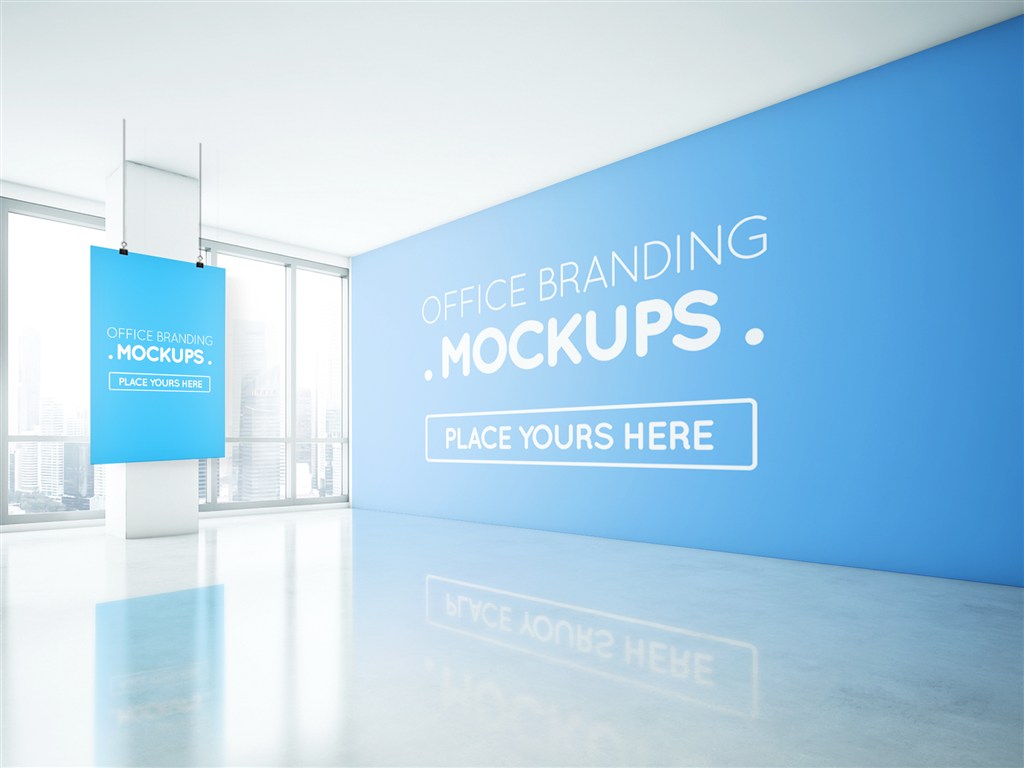 办公室海报广告牌样机模板