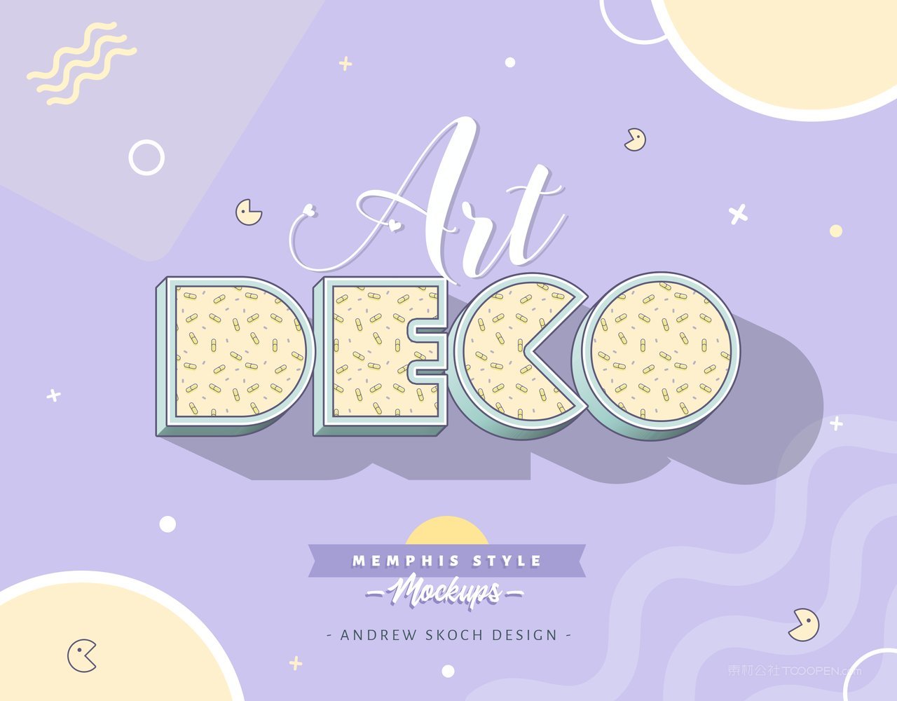 可爱卡通孟菲斯字特效果样机 (3)