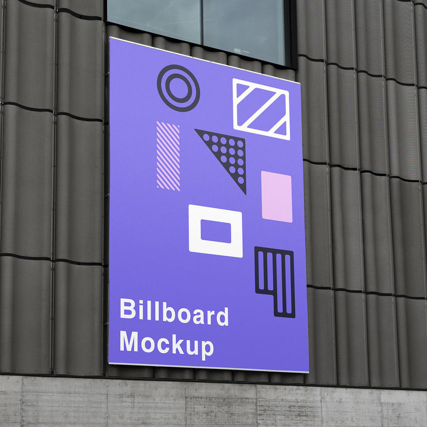 户外广告墙上的广告牌样机