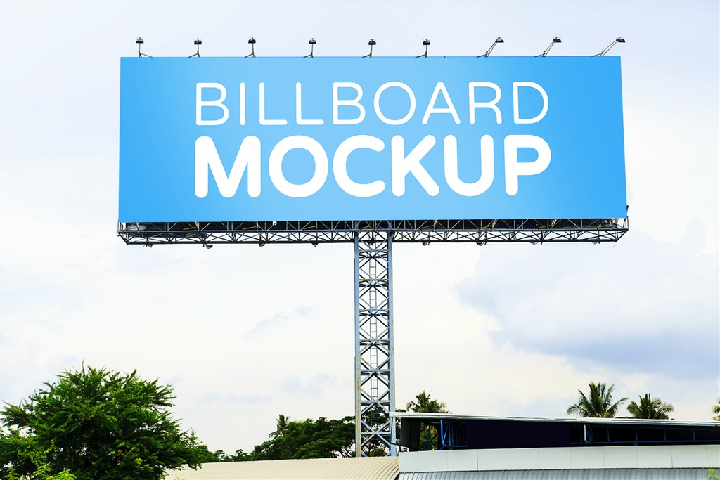 高速公路户外大型T牌广告牌样机图片下载