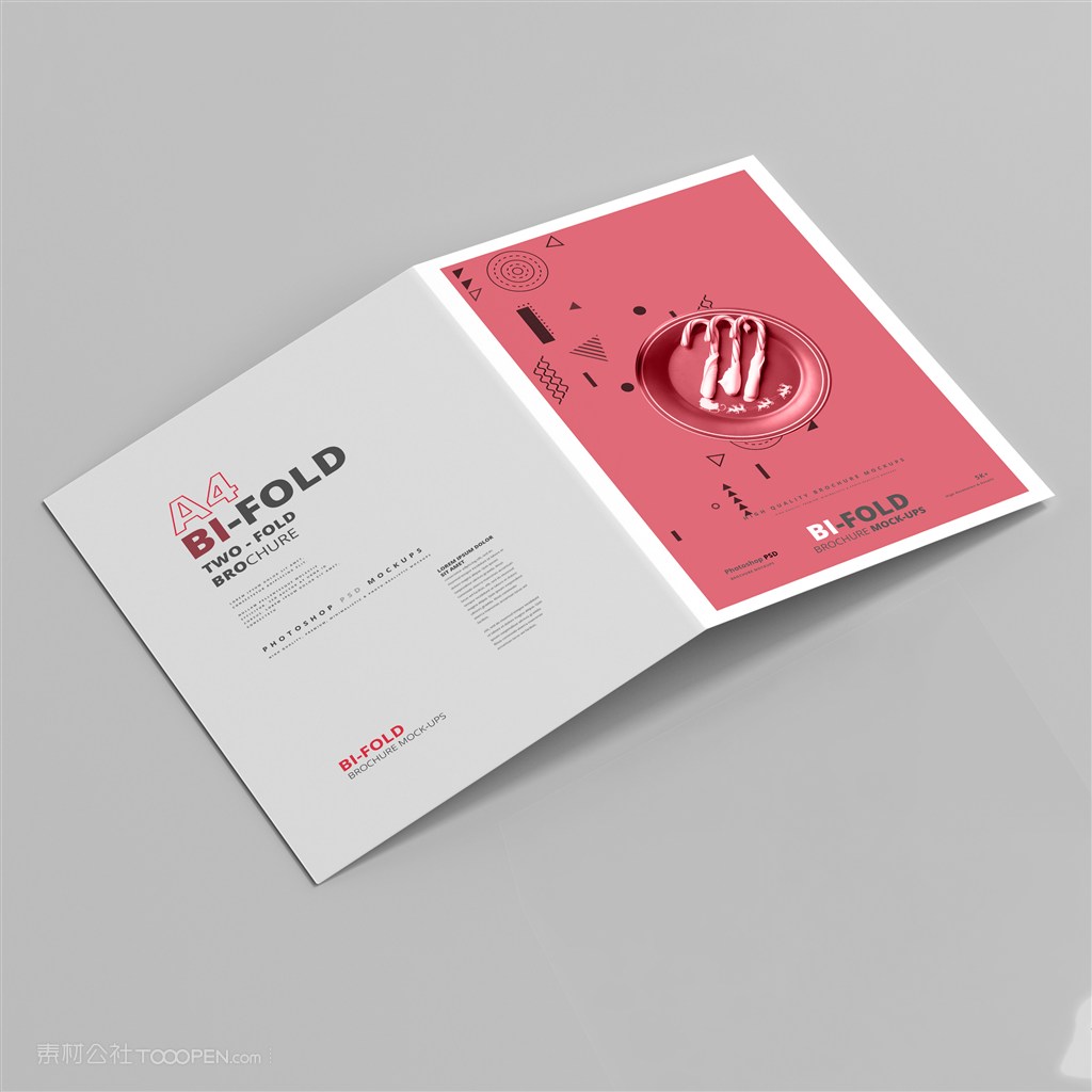 a4双折小册子正反面贴图样机