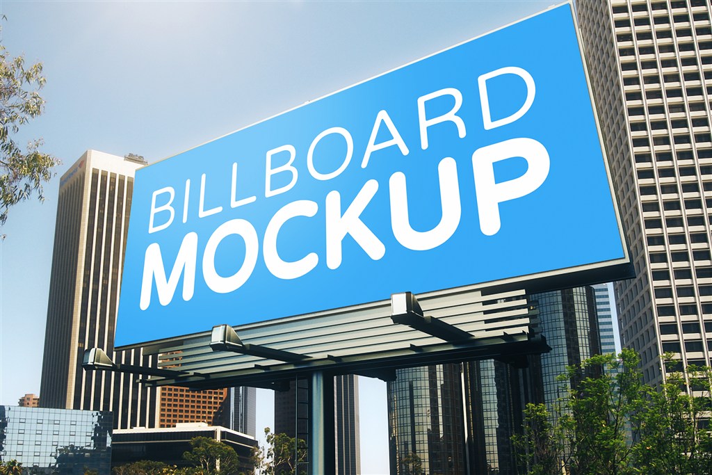 高速公路户外大型T牌广告牌样机图片下载