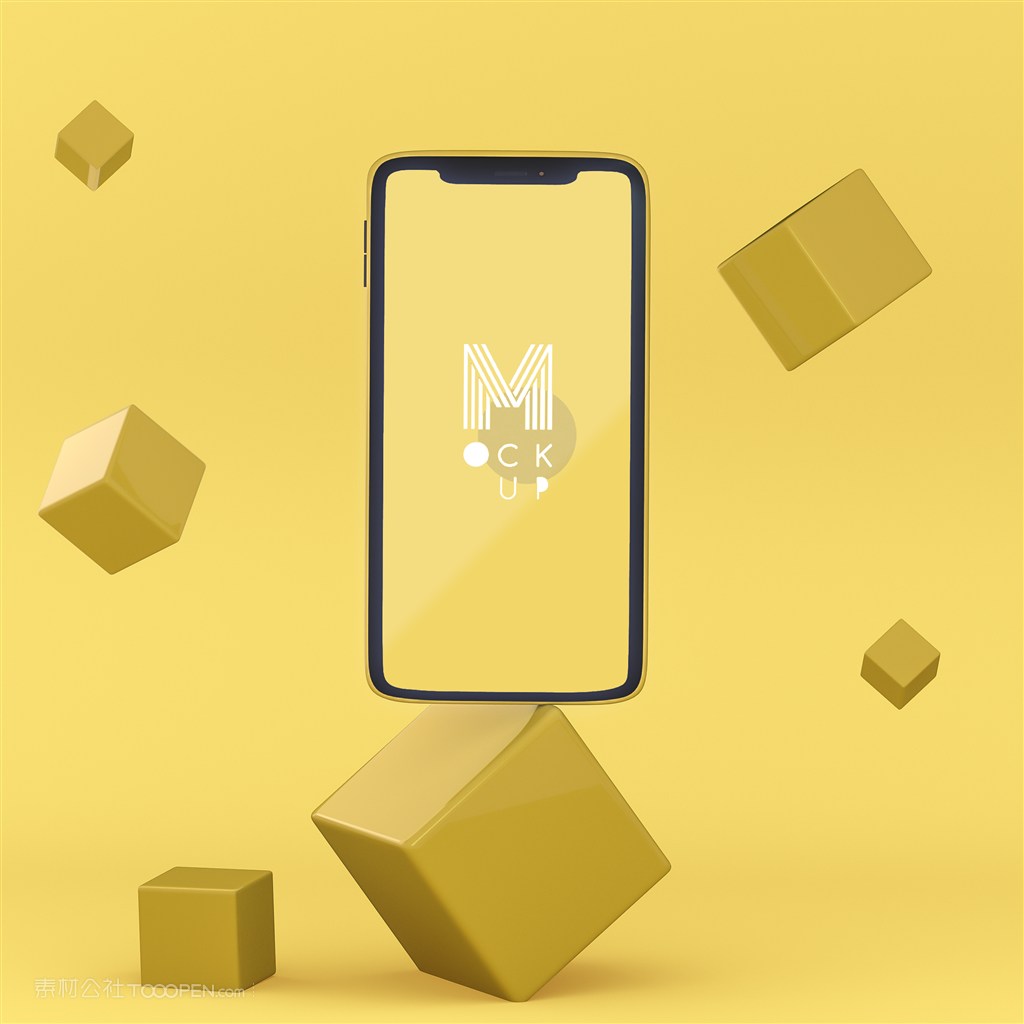 方块上的手机贴图样机