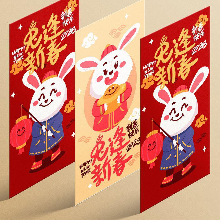 2023年兔年新年红包效果图展示智能样机 (6)