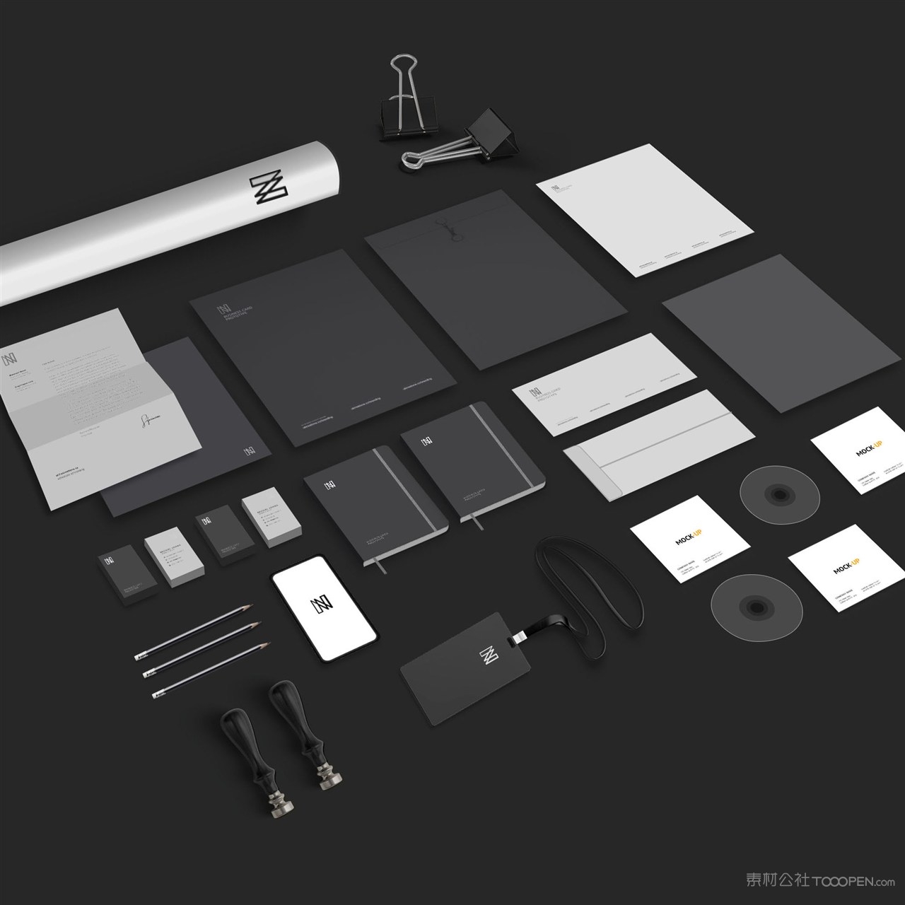 黑色轻奢vi贴图样机