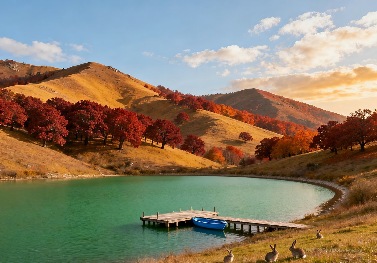 意境山水天空唯美湖泊山峰秋天
