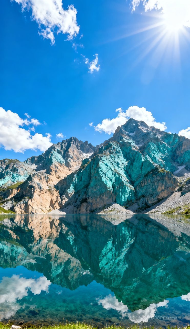 山峰青山天空唯美山水湖泊意境蓝天