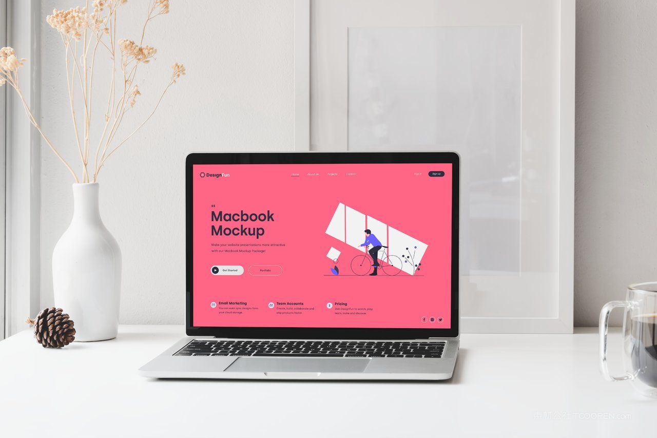 【2004期】卡通可爱苹果笔记本电脑ui界面样机 (5)