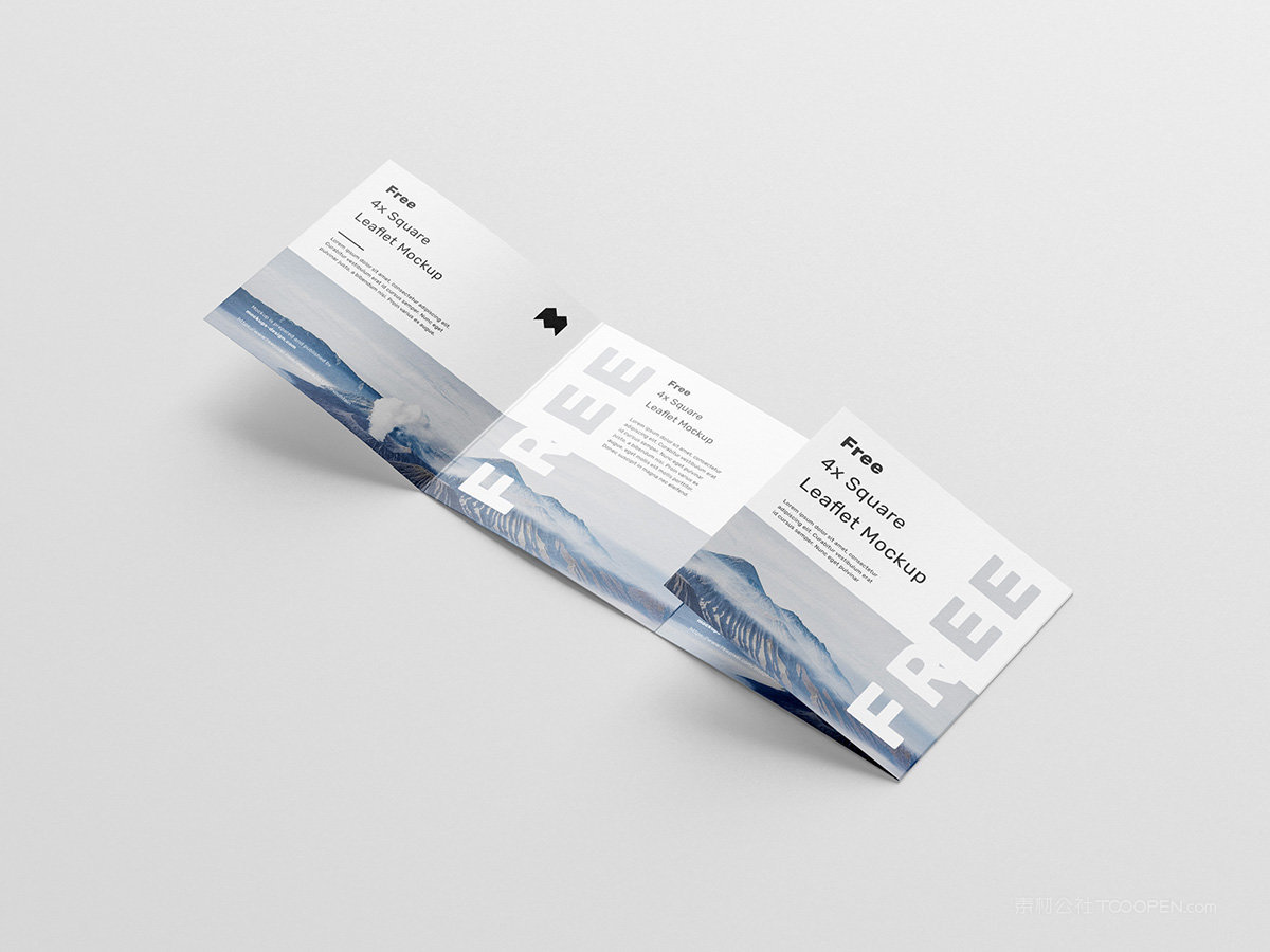 简约高档方形折页4折页样机贴图素材四