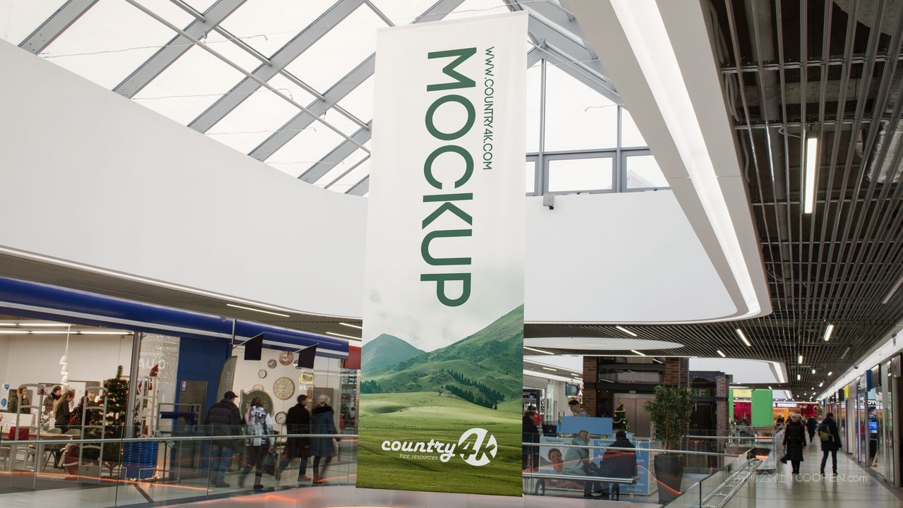 【2096期】商场展览会议活动悬挂广告条幅吊旗样机 (2)