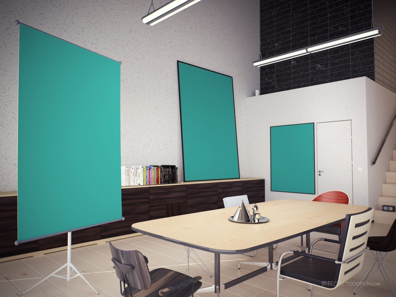 building scene办公室挂画办公环境样机 (4)