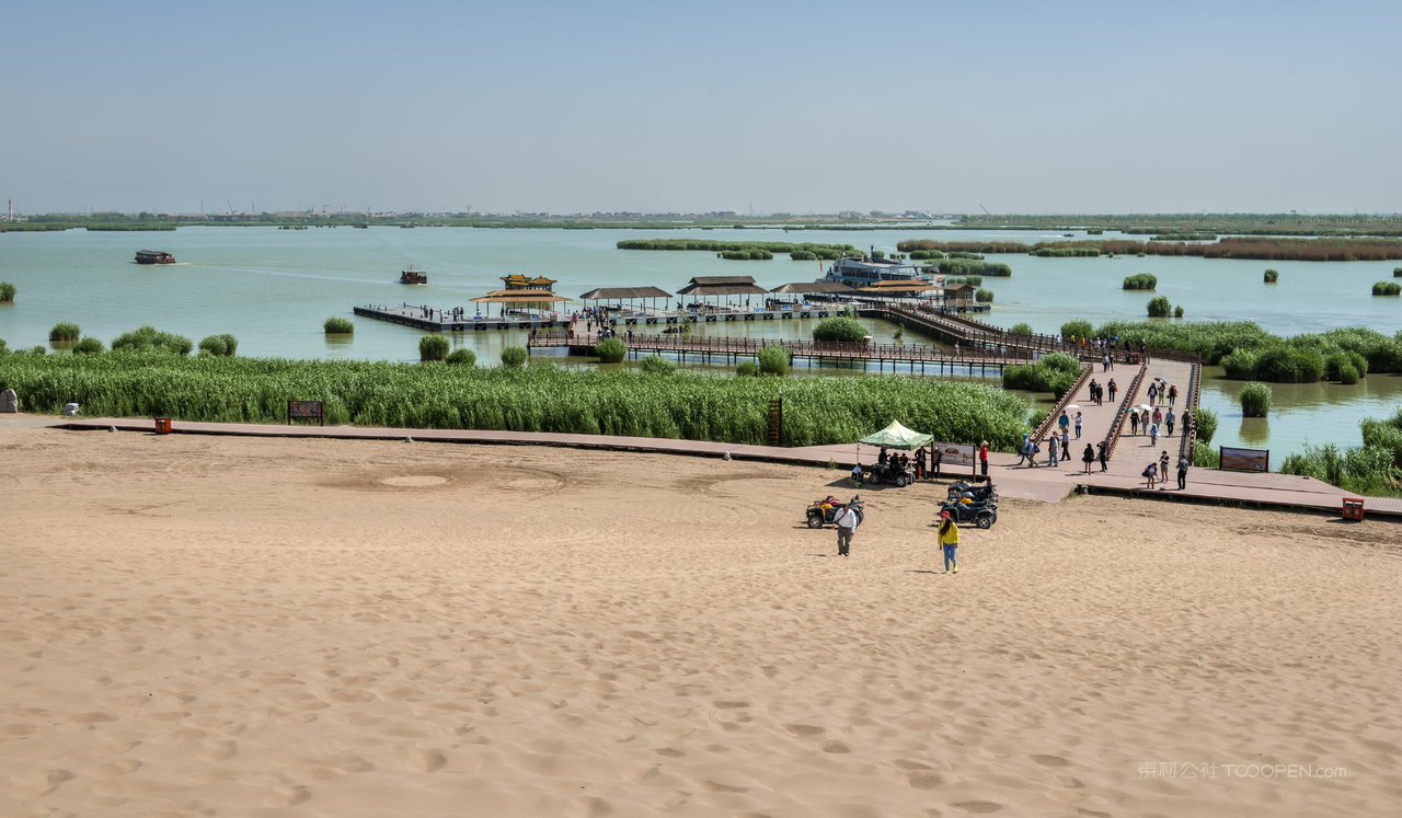 银川沙湖风景画图片