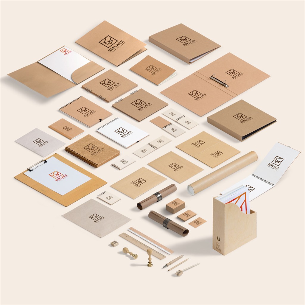 牛皮纸VI设计模板办公用品信纸名片样机