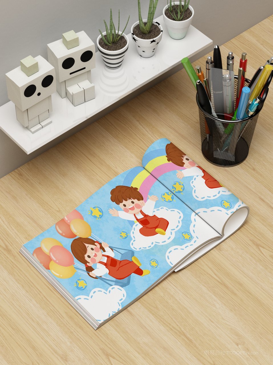 卡通可爱儿童读物绘本样机 (20)