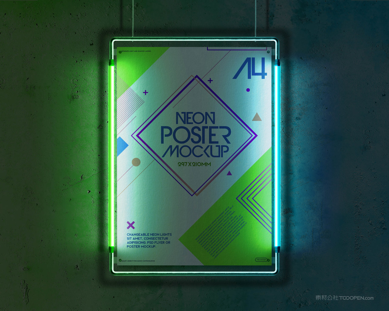 霓虹灯框架海报样机
