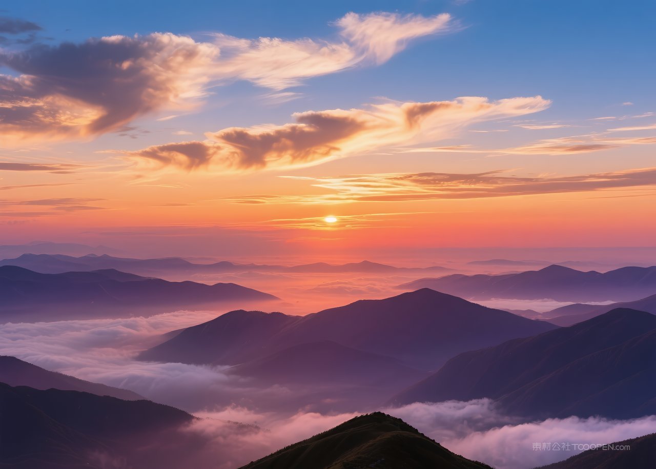 云层天空高清唯美日落云彩自然风景
