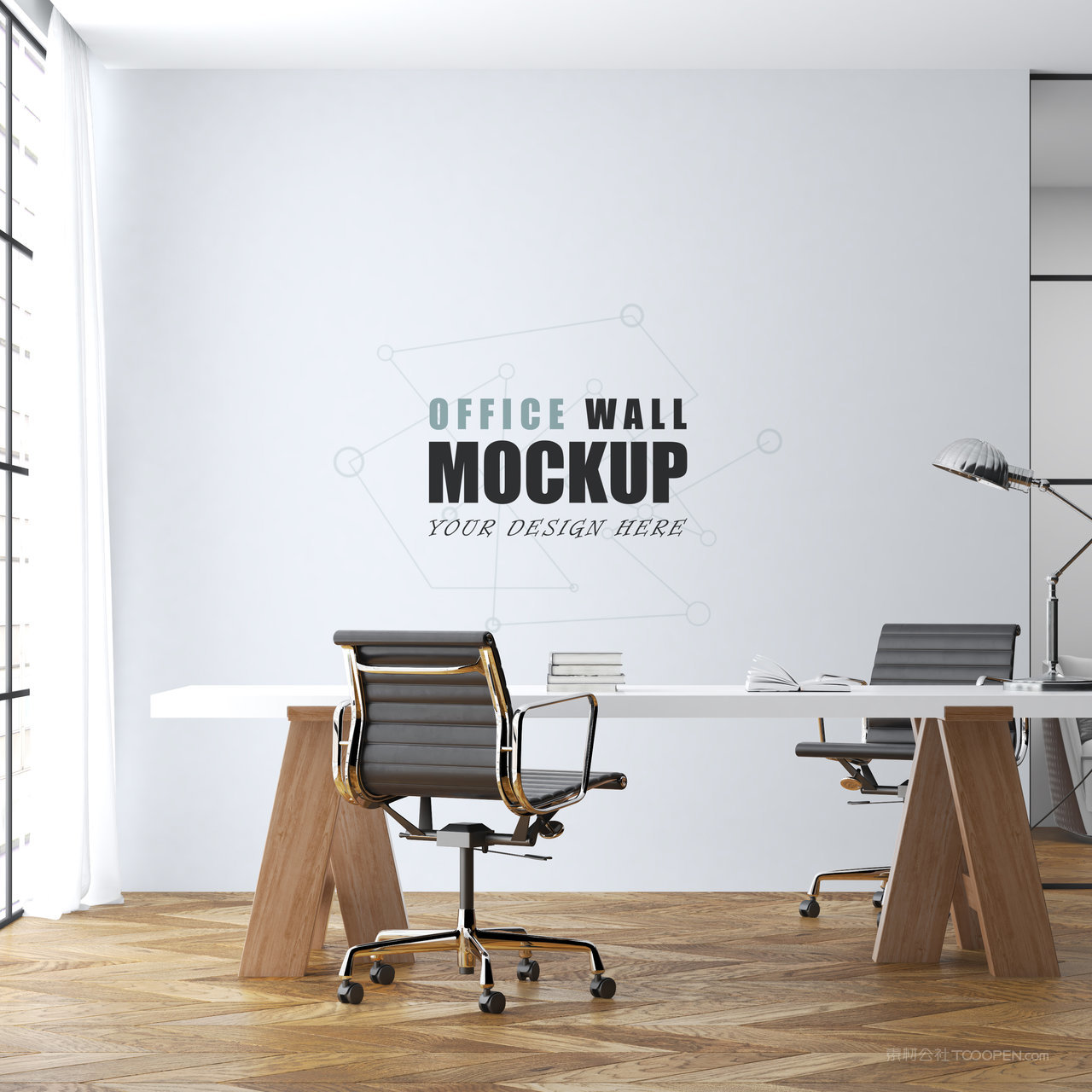 办公室背景墙贴图样机