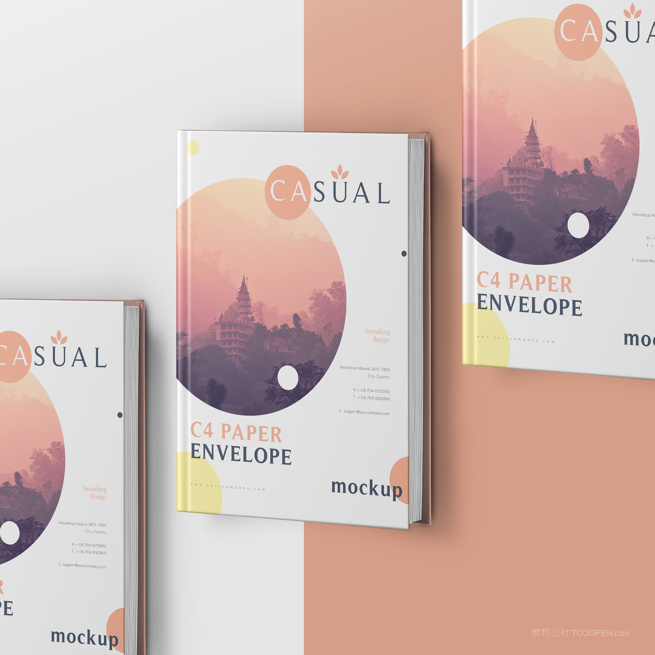 3本书籍画册封面贴图样机