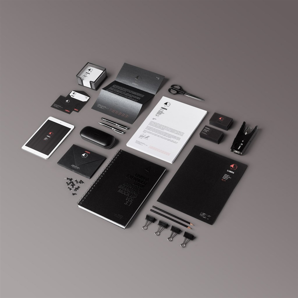 黑色调高档企业VI样机贴图