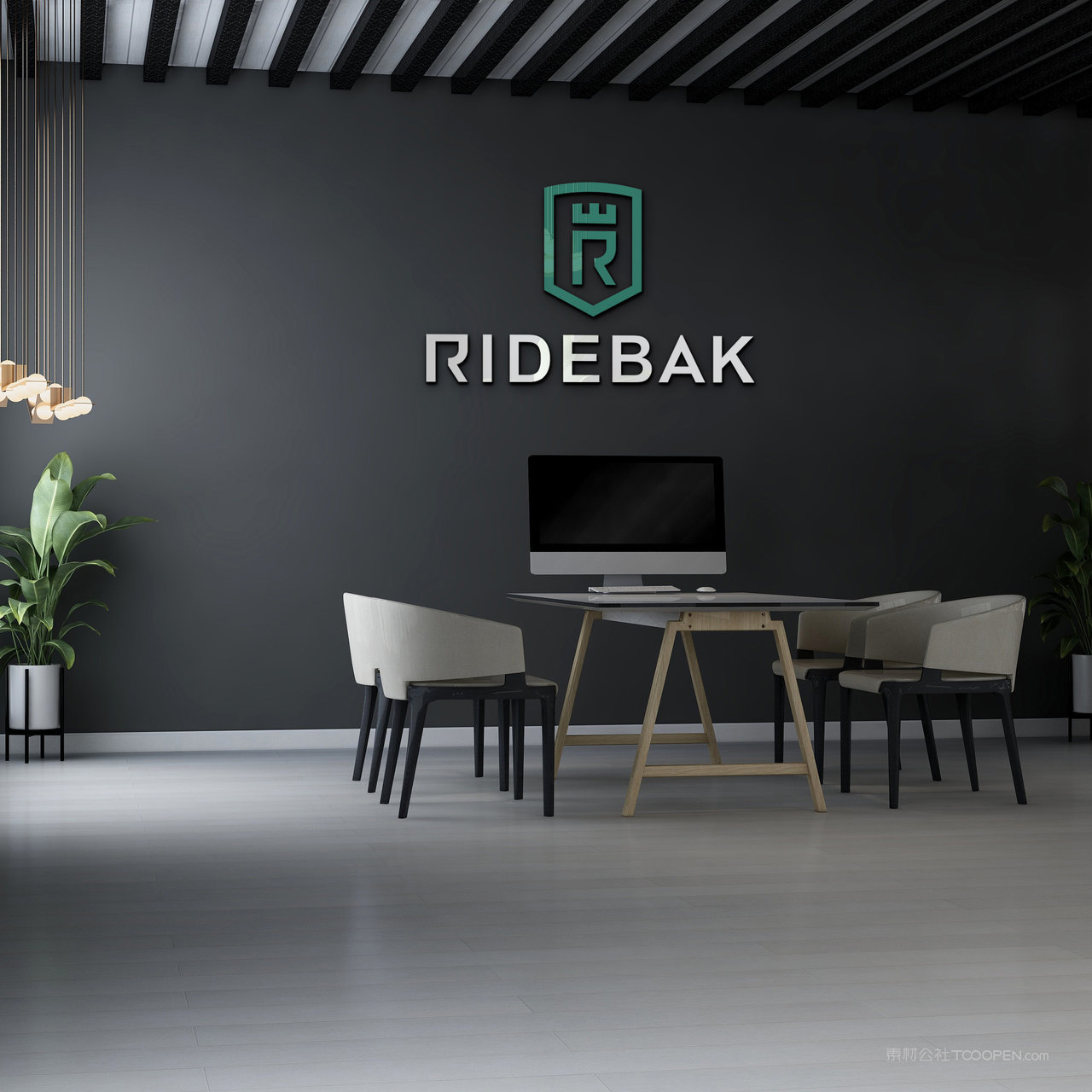 公司形象墙文化墙logo贴图样机