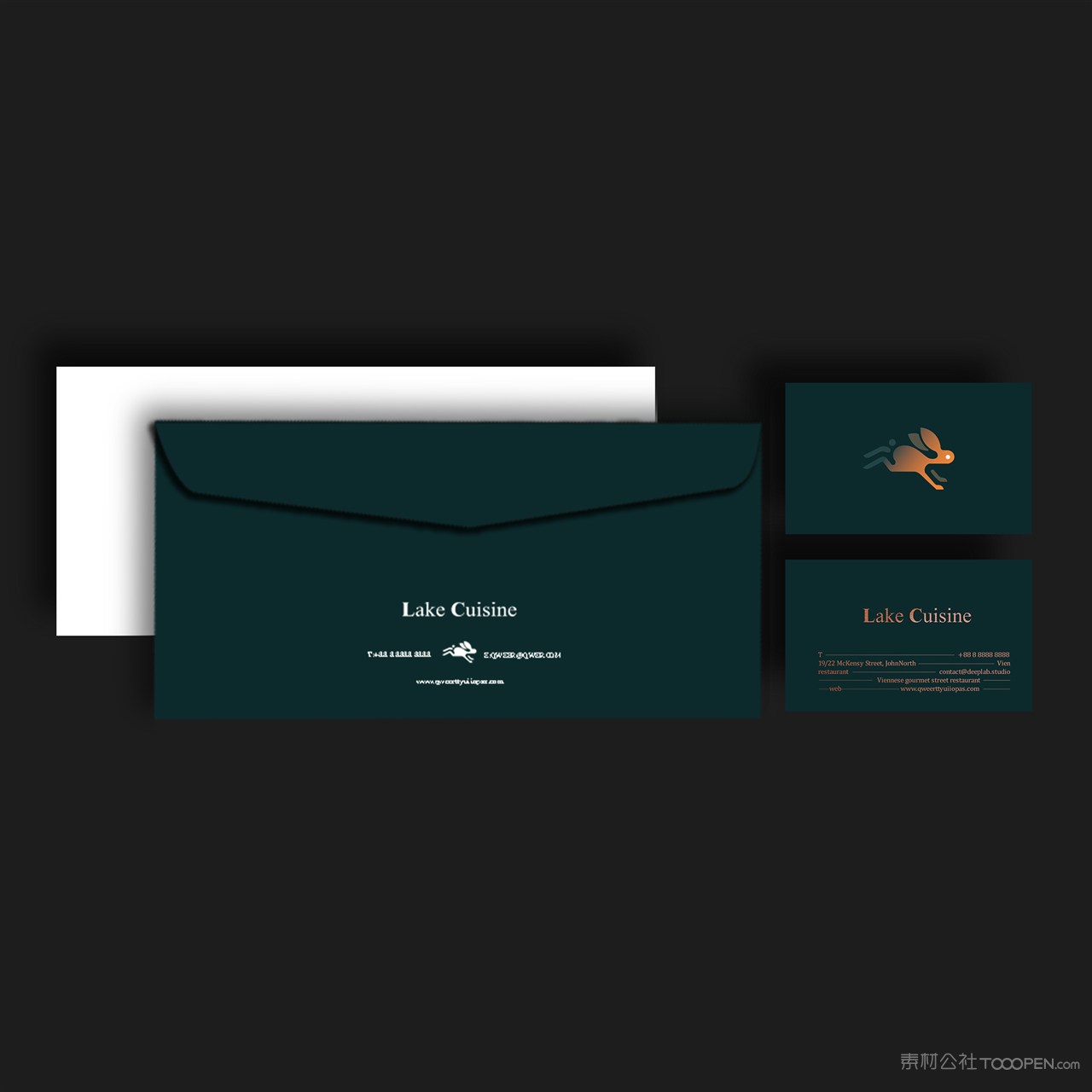 餐厅VI信封名片贴图样机