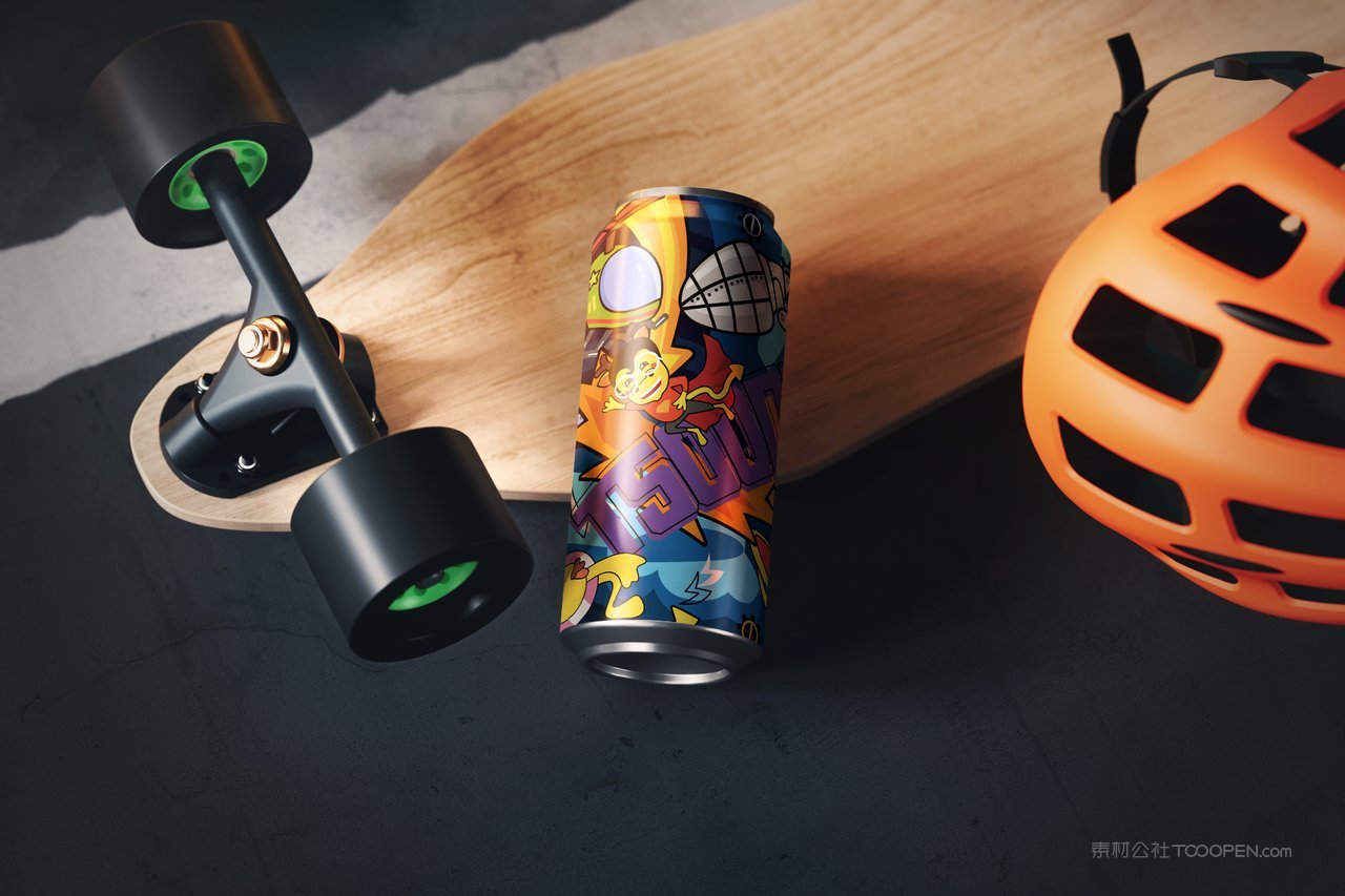 饮品易拉罐饮料紫色潮流插画高端文旅品牌样机  (2)