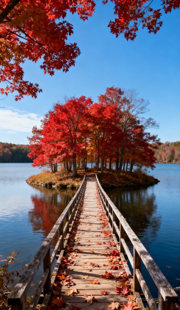 天空唯美湖泊秋天秋季风景树木山水山峰