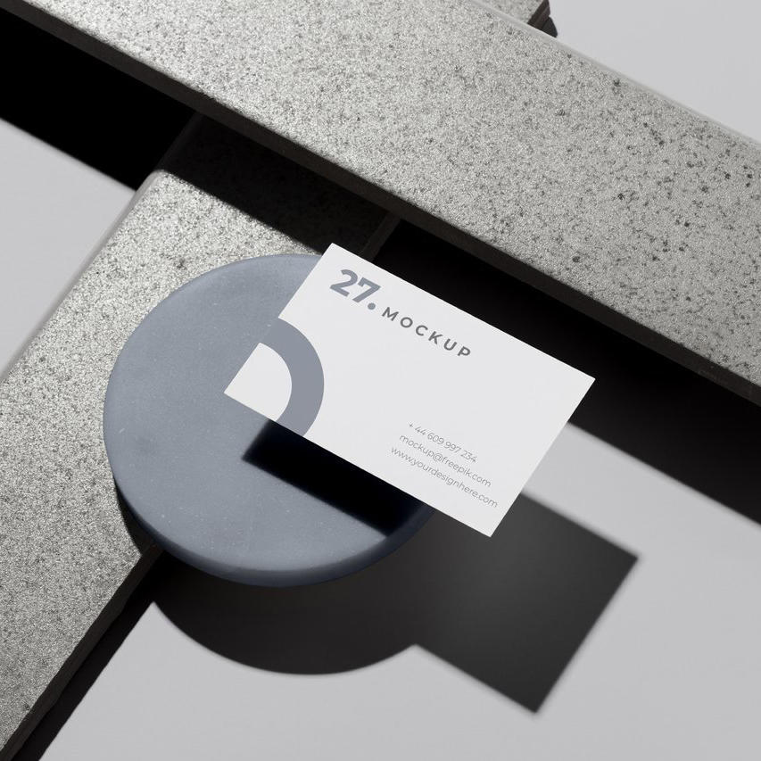 高档轻奢青白色名片光影场景样机