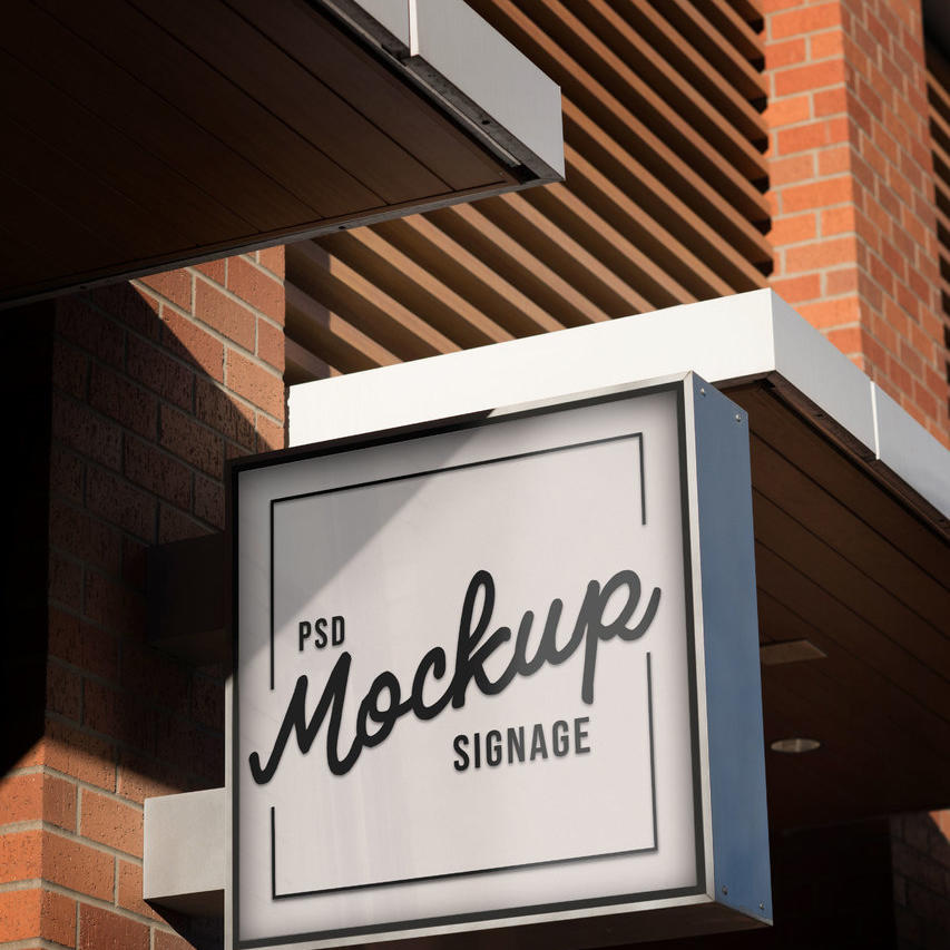 户外墙壁广告招牌样机