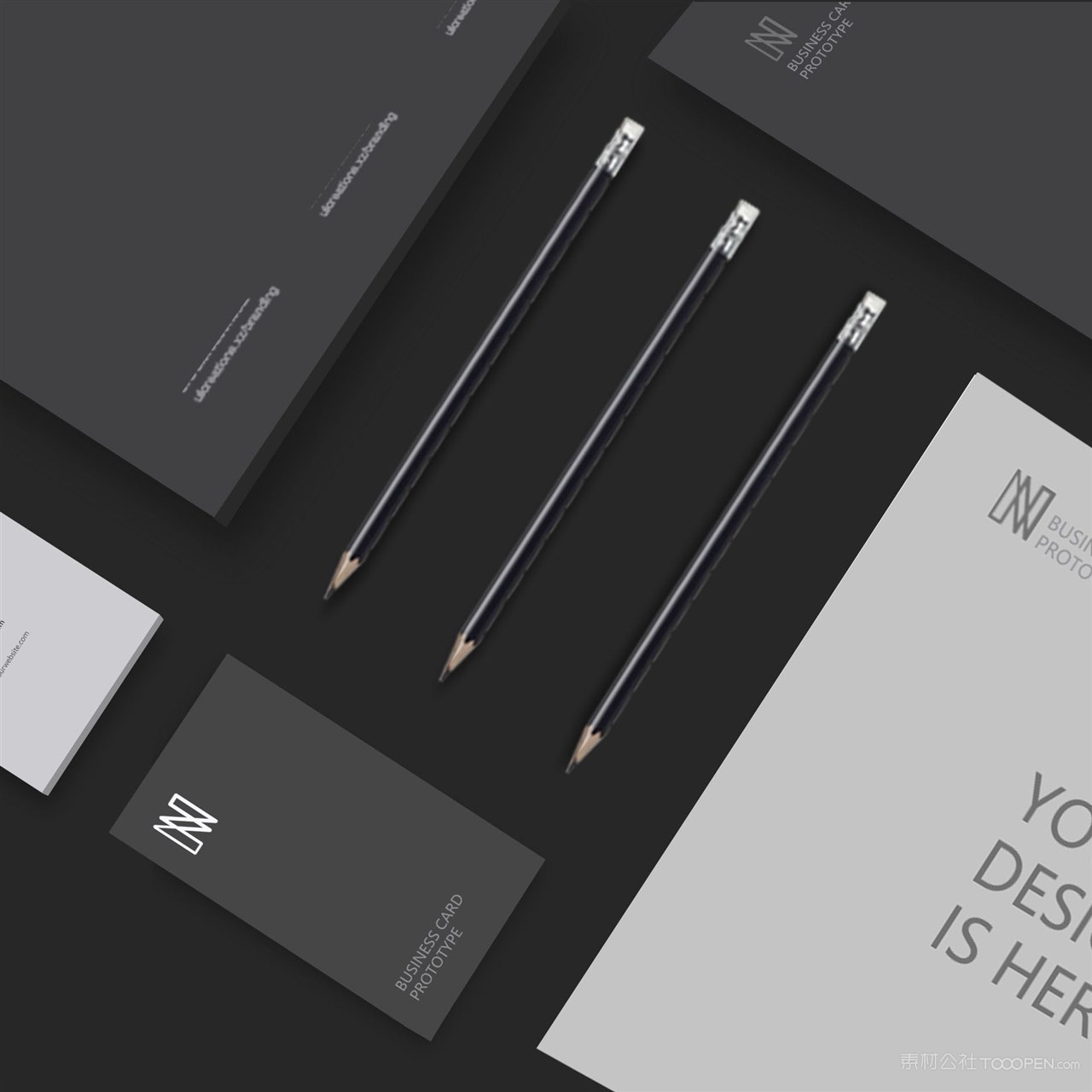 黑色轻奢vi名片文档贴图样机