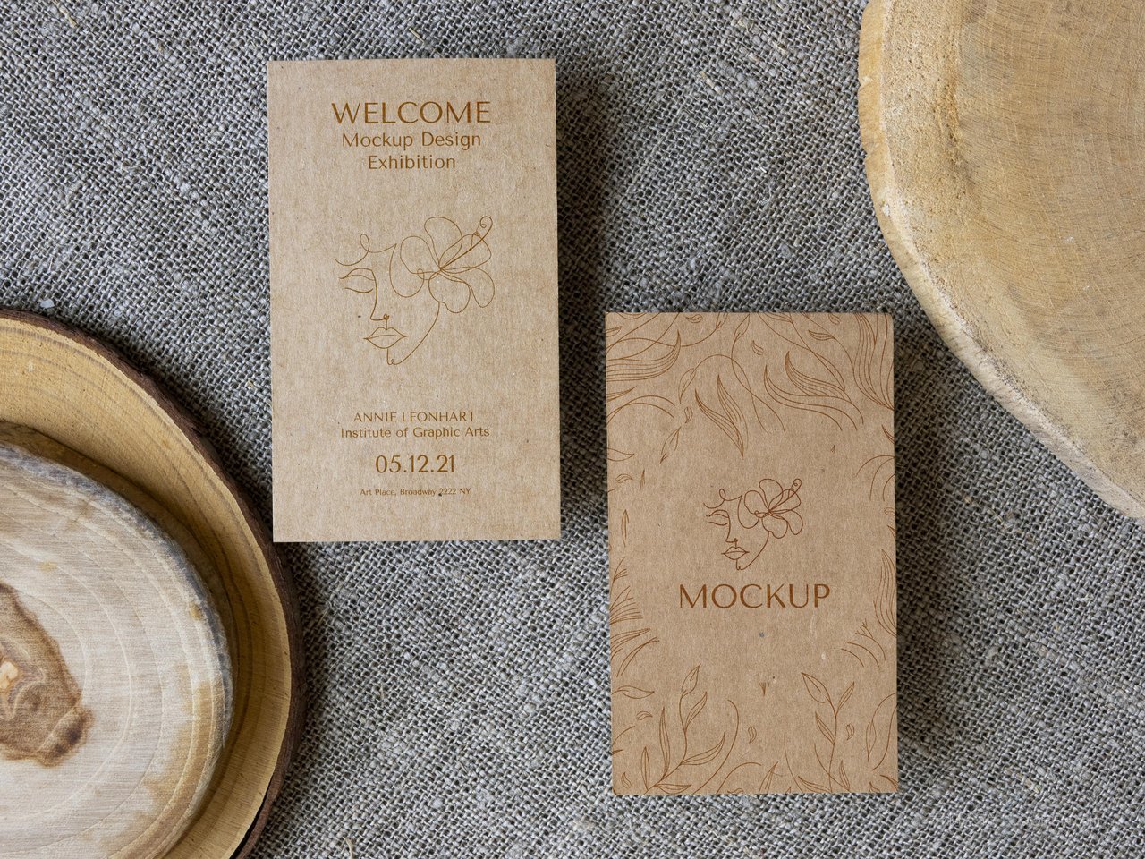 文艺植物纸质名片光影场景样机