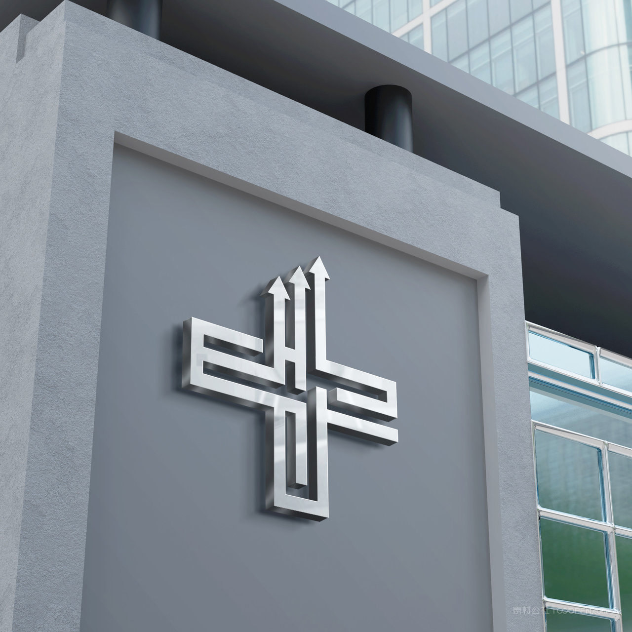 医疗品牌vi门头贴图样机