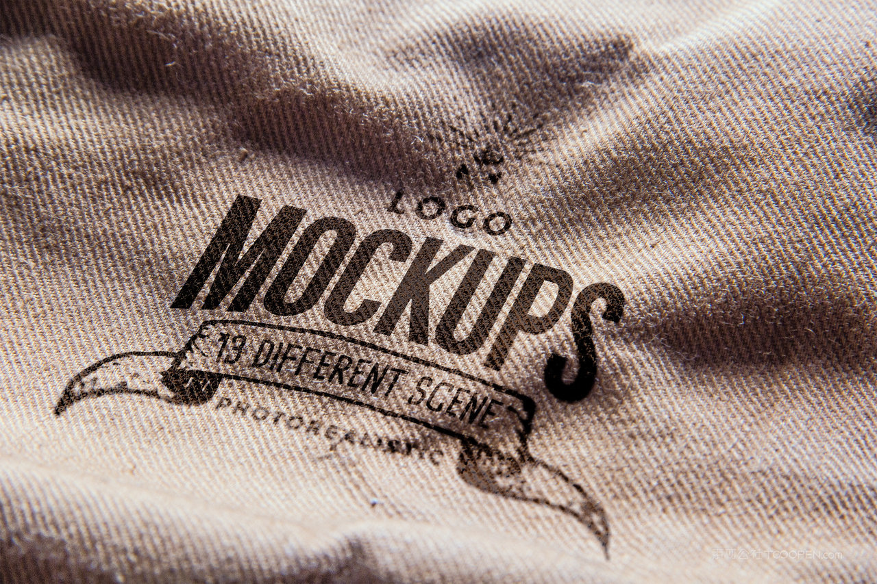 布料材质企业通用logo标志样机 (2)