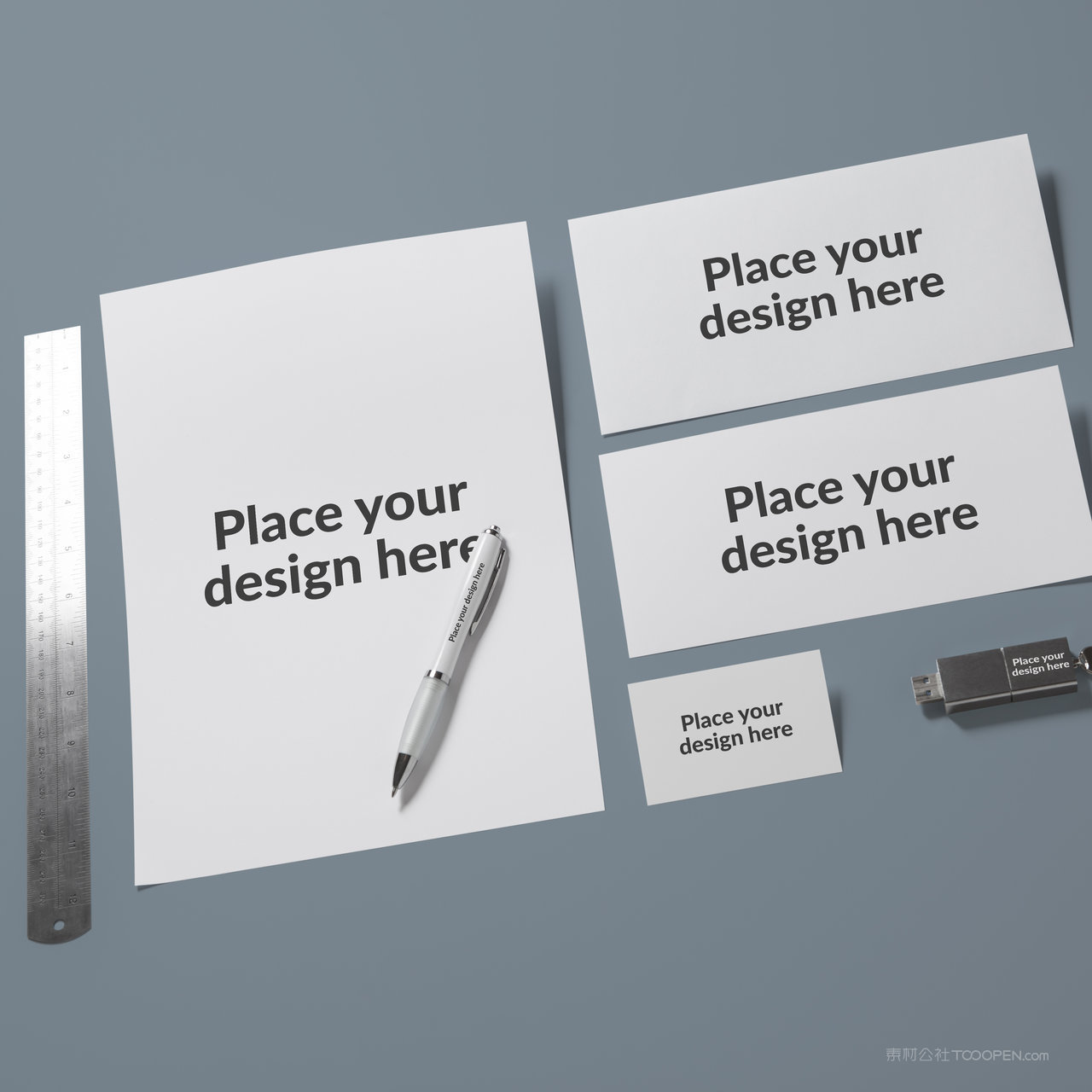 信封信纸名片A4纸张vi贴图样机