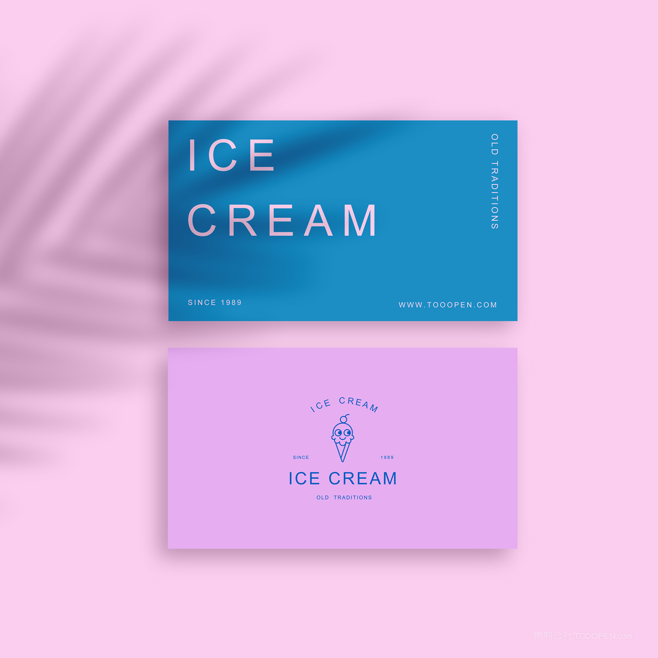 冰淇淋品牌VI名片正反面贴图样机