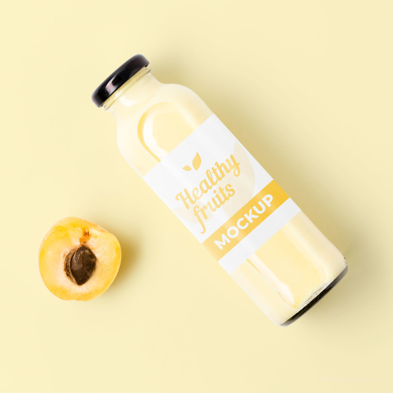 品牌手工水果黄桃味酸奶玻璃瓶ps样机 (2)