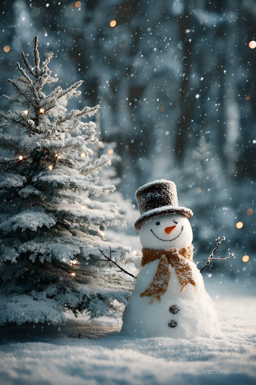 诗意雪人落雪静谧