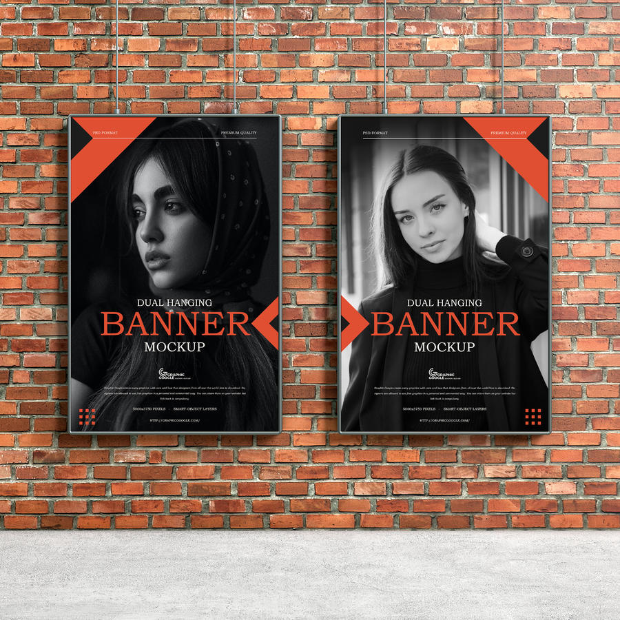 双幅悬挂海报样机